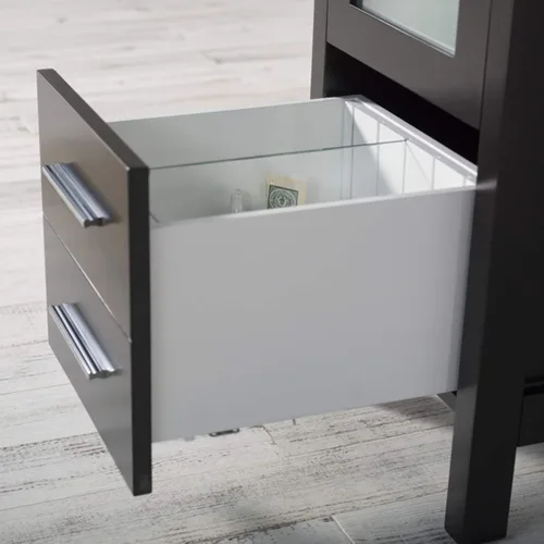 Vista 9 de Blossom Tocador de baño de madera maciza espresso de 16 pulgadas con fregadero, pequeño gabinete independiente con fregadero de cerámica y puerta