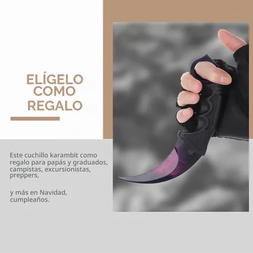 Vista 3 de Cuchillo Karambit sin ofensivo, cuchillo de entrenamiento de práctica de acero inoxidable con funda para principiantes, herramienta de entrenamiento