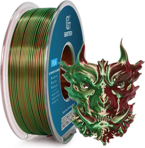 Vista 61 de Geeetech - Filamento PLA de 0.07 pulgadas, filamento de seda de bicolor, consumo dicromático de coextrusión brillante, 2.2 libras, 1 carrete