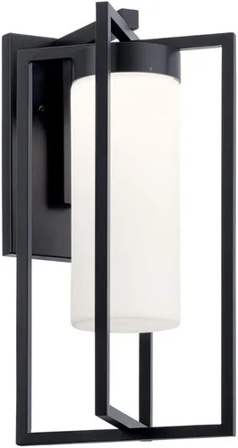 Vista 2 de Kichler Drega - Lámpara de pared LED de 18.5 pulgadas con cristal satinado grabado, color negro