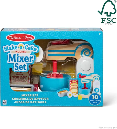 Vista 6 de Juego de batidor de madera para tortas de Melissa & Doug, 11 piezas, accesorios de comida y cocina, individual, Multicolor