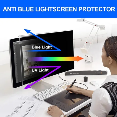 Vista 5 de Paquete de 2 filtros de pantalla de privacidad para computadora de 27 pulgadas, protector de pantalla de privacidad para colgar compatible