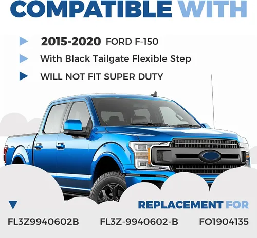 Vista 2 de ECOTRIC Moldura de Remate para Portón Trasero Central Compatible con Ford F150 F-150 2015-2020 Reemplazo para FL3Z9940602B FO1904135 Flexible Tapa