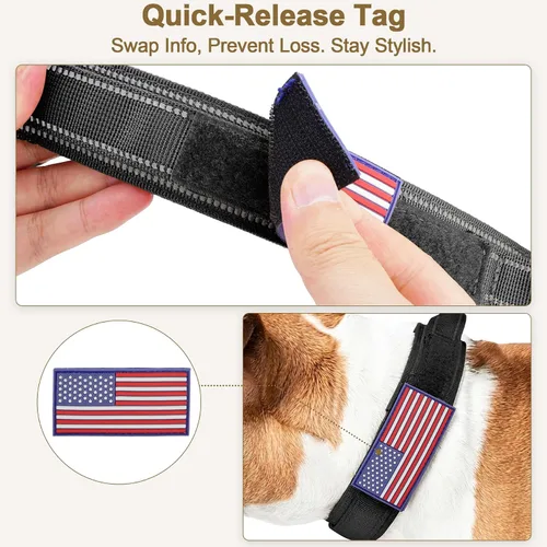Vista 5 de KCUCOP - Collar táctico para perro, collar militar para perro, collares para perro Tactipup, ajustable, hebilla de metal resistente para perros M, L