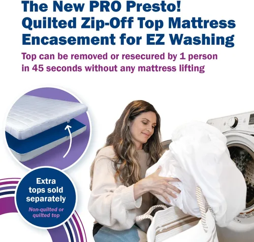 Vista 3 de CleanRest PRO Presto! Protector de colchón acolchado con cremallera para lavado EZ, tamaño individual XL, impermeable, chinches, ácaros del polvo