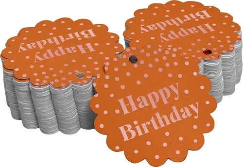 Vista 37 de Etiquetas de papel para colgar con texto en inglés «Happy Birthday» (50 unidades)