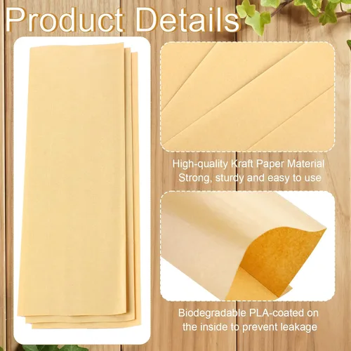 Vista 3 de 5000 bolsas de almuerzo de papel kraft, bolsas desechables de pretzel, bolsas de papel kraft a prueba de aceite, fundas de cubiertos para utensilios