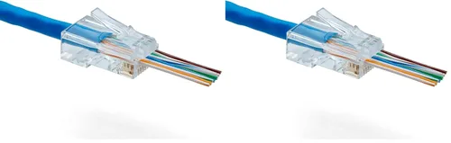 Vista 8 de trueCABLE Cat5e RJ45 conectores de paso a través de enchufe modular sin blindaje (UTP), certificación UL, extremo de crimpado EZ, chapado en oro, 3