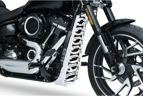 Vista 2 de TCT-MOTORPARTS Cubierta de marco de alerón de barbilla de precisión cromada para Harley Softail Slim Fat Boy Breakout Deluxe Heritage Classic Low