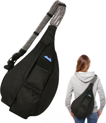 Vista 2 de KAVU - Bolso con correa de cuerda, mochila para senderismo, campamento y viajes Negro