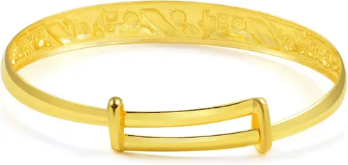 Vista 3 de CHOW SANG SANG Colección de regalos chinos 999.9 oro de 24 quilates precio por peso oro Longevidad y buena fortuna brazalete para regalo