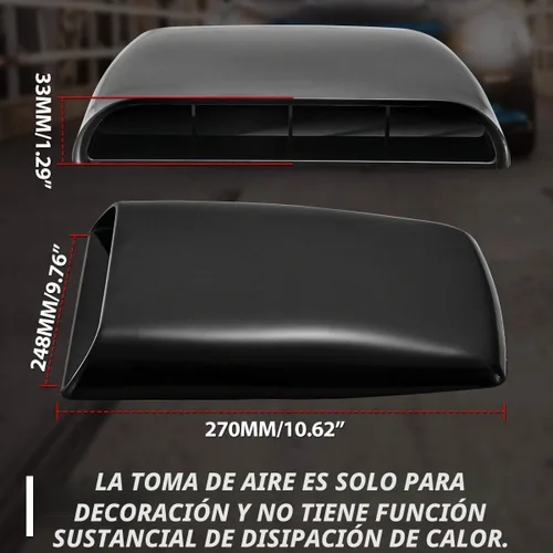 Vista 5 de KATUR - Cobertura decorativa universal para entrada de aire del capó del coche, color negro