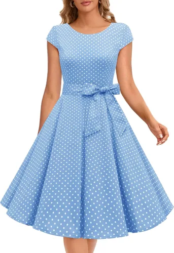 Vista 10 de Dressystar - Vestidos clásicos de fiesta con mangas casquillo, estilo Rockabilly y retro de la década de 1950
