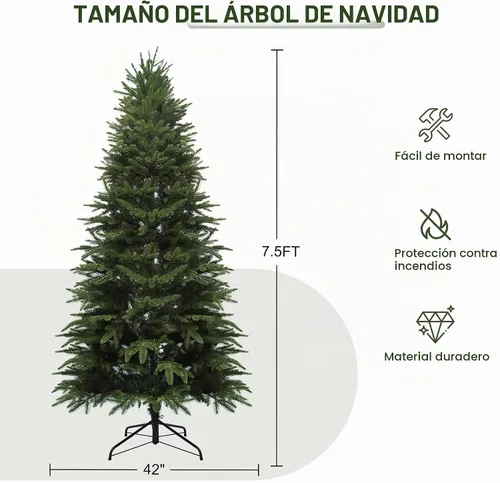 Vista 7 de Árbol de Navidad artificial preiluminado de 7.5 pies con luces Prelit 350 LED