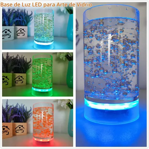 Vista 4 de LARDUX Base de luz LED recargable con control remoto, pantalla LED redonda de 4 pulgadas, pedestal, luz multicolor para jarrón, arte de cristal