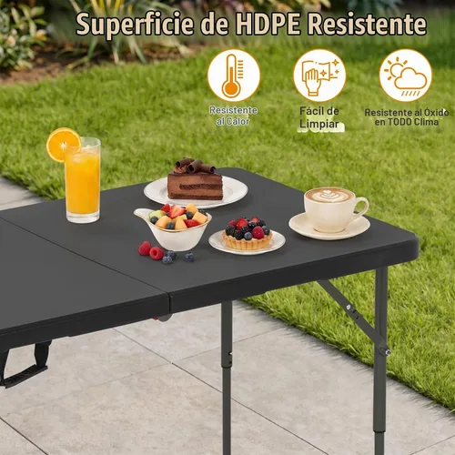 Vista 10 de HKLGorg Mesa plegable de 4 pies, mesa plegable de plástico de altura Negro