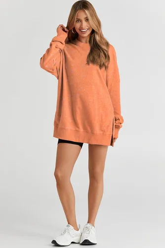 Vista 119 de SHEWIN Sudadera casual de manga larga con cuello redondo para mujer, ligera, holgada