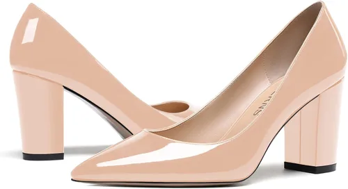 Vista 6 de WAYDERNS Zapatos de tacón alto con puntera puntiaguda para mujer, de 3.5 pulgadas
