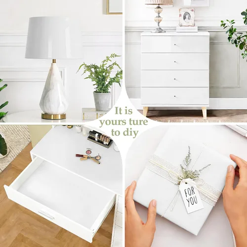 Vista 4 de Papel para empapelar blanco, papel de vinilo autoadhesivo, película decorativa para encimeras de cocina, armarios, muebles con brillo iridescente