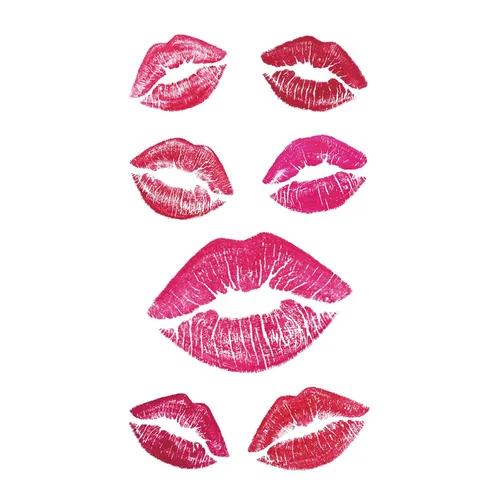 Vista 6 de MapofBeauty Pegatina de papel de tatuaje temporal impermeable con estampado de labios negros, 2 hojas por paquete