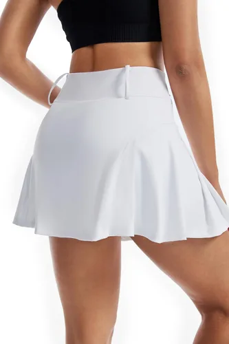 Vista 4 de Blaosn Faldas atléticas fluidas para mujer, para entrenamiento, tenis, golf, falda plisada con pantalones cortos y bolsillos, ropa bonita, vestido