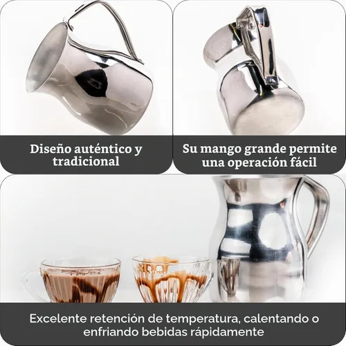 Vista 2 de IMUSA EE. UU. 1 Qt - Chocolatera tradicional de aluminio, color plateado