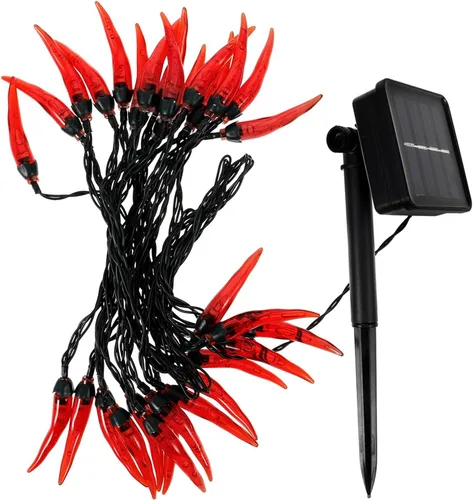 Vista 10 de Uonlytech Cadena de lámpara decorativa única de pimienta luces solares cálidas para escena al aire libre Decorati