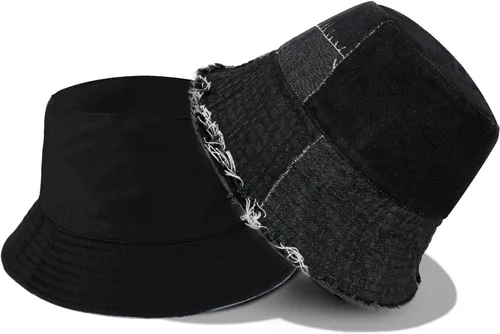 Vista 3 de MILAKOO Gorra unisex de pescador de mezclilla lavada para mujer, de ala ancha, ligera, plegable