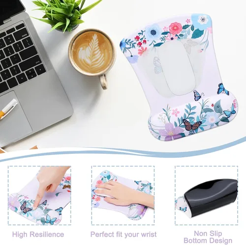 Vista 12 de MEGREZ Reposamuñecas para teclado, reposamuñecas para teclado de computadora, alfombrilla ergonómica para mouse y soporte de muñeca, bonita