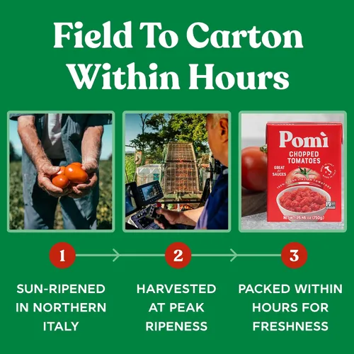 Vista 6 de Pomì - Tomates picados sin OMG, sin gluten, sin BPA, tomates italianos 100% frescos para salsas, pasta y pizza, alternativa a tomates enlatados