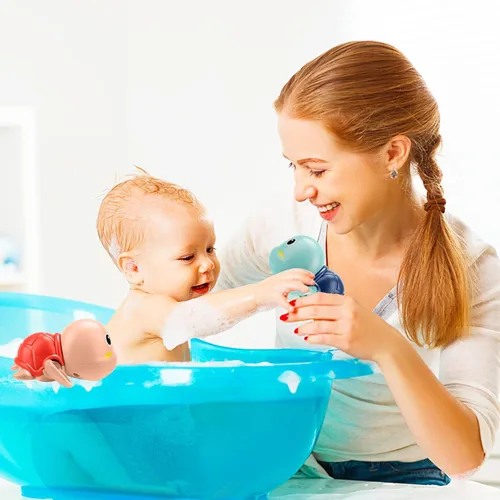 Vista 5 de Juguetes de baño para niños de 1 a 3 años de edad, regalos para niños, juguetes de tortuga nadadora para el baño, juguetes flotantes y de cuerda