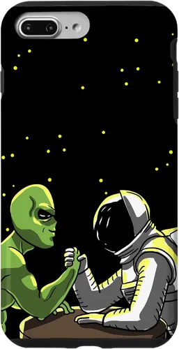 Vista 9 de Carcasa divertida para iPhone 14 Alien And Astronaut Arm Wrestling