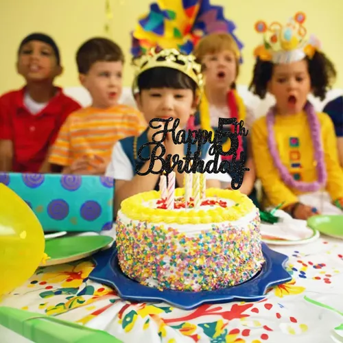 Vista 7 de Gyufise 1 decoración para pastel de 5º cumpleaños con purpurina para quinto cumpleaños, felicitaciones a 5 años de edad, 5 años, fabulosas