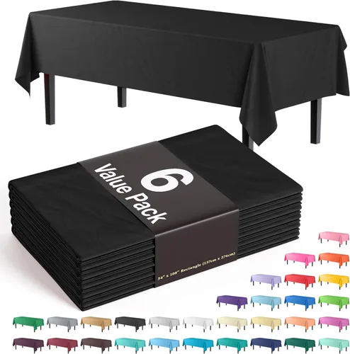Vista 43 de Party Solids Paquete de 6 manteles de plástico prémium de 54 pulgadas x 108 pulgadas. Cubierta de mesa rectangular de plástico - Aqua