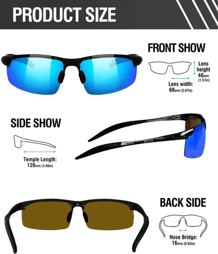 Vista 38 de Duco - Gafas de sol deportivas polarizadas para hombre con protección UV 8177s