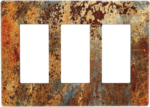 Vista 140 de Placa de pared eléctrica de 1 gang sin dispositivo en blanco, bohemio naranja vintage años 70 60s beige amanecer puesta de sol mediados de siglo