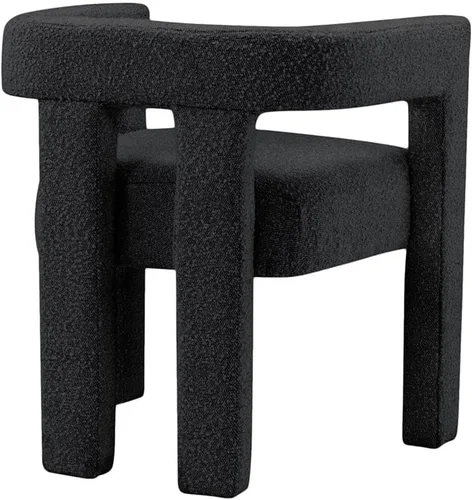 Vista 5 de Meridian Furniture Colección Athena Moderna Contemporánea Silla de Acento Comedor Tapizada en Tela Boucle, 25" An x 21" Pr x 27" Al, Negro