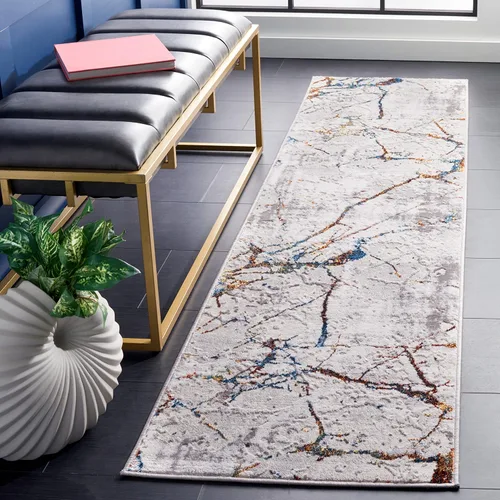 Vista 34 de SAFAVIEH Amelia Collection - Alfombra decorativa de 2 x 4 pies, gris y negro, diseño abstracto moderno, no desprende pelusa y de fácil cuidado