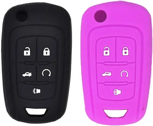 Vista 9 de LemSa 2 piezas de silicona 5 botones Flip Key Fob Cover Remote Keyless Entry Bag para Chevrolet Camaro Cruze Equinox Malibu SS Sonic Spark Volt Aveo
