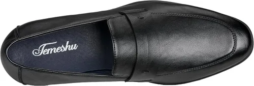 Vista 3 de Mocasines formales Penny para hombre, zapatos de vestir clásicos sin NUEVO-NEGRO