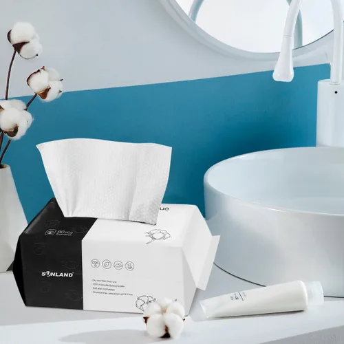 Vista 6 de SUNLAND Toallas faciales desechables limpias, tejido facial súper suave para piel sensible, toallitas secas removedoras de maquillaje, sin pelusa