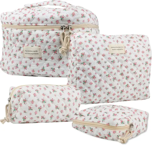 Vista 6 de NATINSA Bonita bolsa de maquillaje para mujer (2 unidades), bolsas de cosméticos de viaje, bolsa organizadora de artículos de tocador con diseño 21