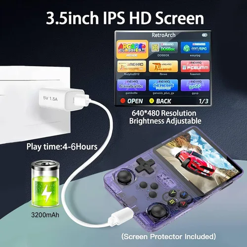 Vista 5 de Consola de juegos portátil, 64 GB, más de 20.000 juegos preinstalados, 12 emuladores, consola de juegos retro portátil con pantalla IPS de 3.5