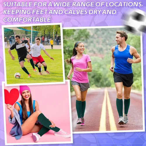 Vista 6 de Toulite Juego de 6 calcetines de fútbol y sóftbol para jóvenes, calcetines deportivos de béisbol, calcetines de tubo unisex para hombres y mujeres