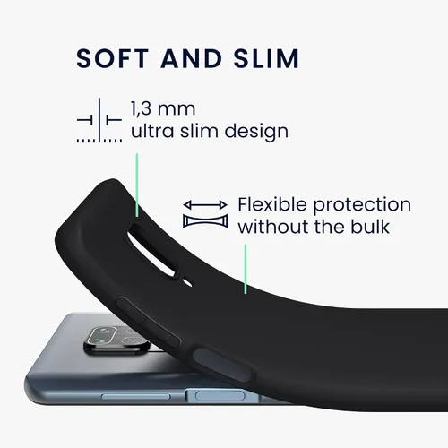 Vista 2 de kwmobile Funda compatible con Xiaomi Redmi Note 9S / 9 Pro / 9 Pro Max - Funda protectora de silicona TPU suave y delgada - Negro mate