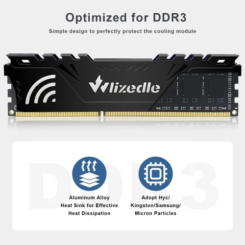 Vista 4 de DDR3 RAM 4GB 1333MHz CL9 UDIMM, módulo de memoria para PC de escritorio PC3-10600 de 240 pines 1.5V 2Rx8 de doble rango sin búfer ECC