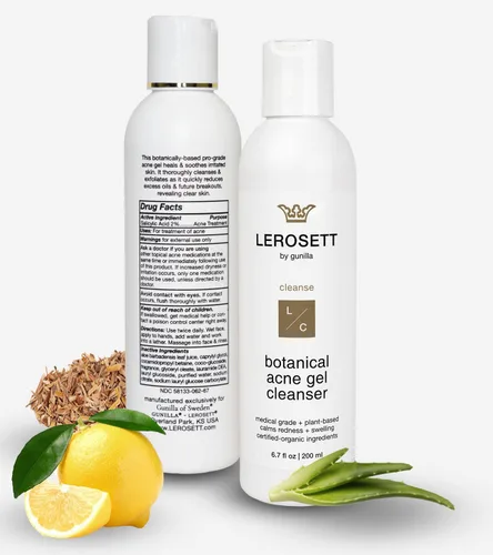 Vista 6 de LEROSETT Limpiador botánico para acné, gel espumoso para piel propensa al acné, vegano, puntos negros y grasos, 50% aloe calmante, 2% ácido