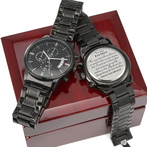Vista 3 de Regalo To my Brother, reloj para hombres, reloj de madera personalizado para hombre, reloj de madera para él, reloj grabado, regalo personalizado