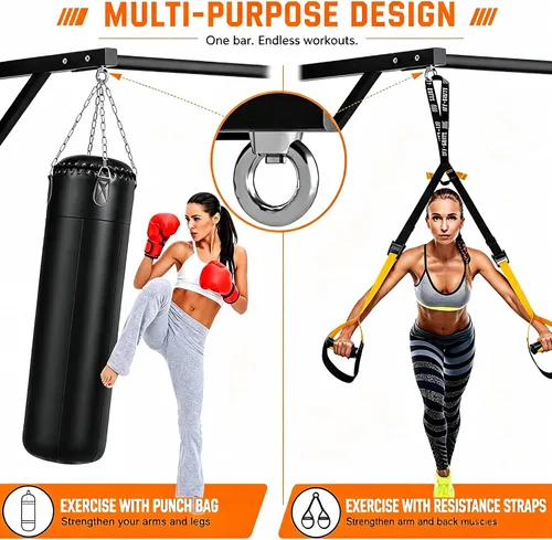 Vista 4 de Pull Up Bar Wall Mounted, Heavy Duty 650 lbs Capacity Chin Up Bar, 48" Multi-Grip Strength Training Pull-up Bars, for Home Gym Garage/Backyard Total