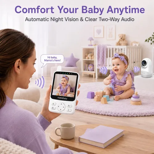 Vista 6 de HelloBaby Monitor de bebé de 4" con cámara y audio, sin monitor de bebé